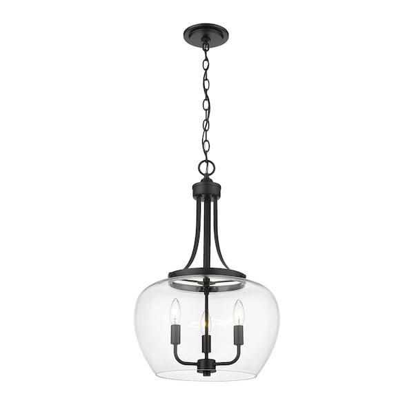 Z-Lite Joliet 3 Light Pendant, Matte Black & Clear 473P16-MB - main